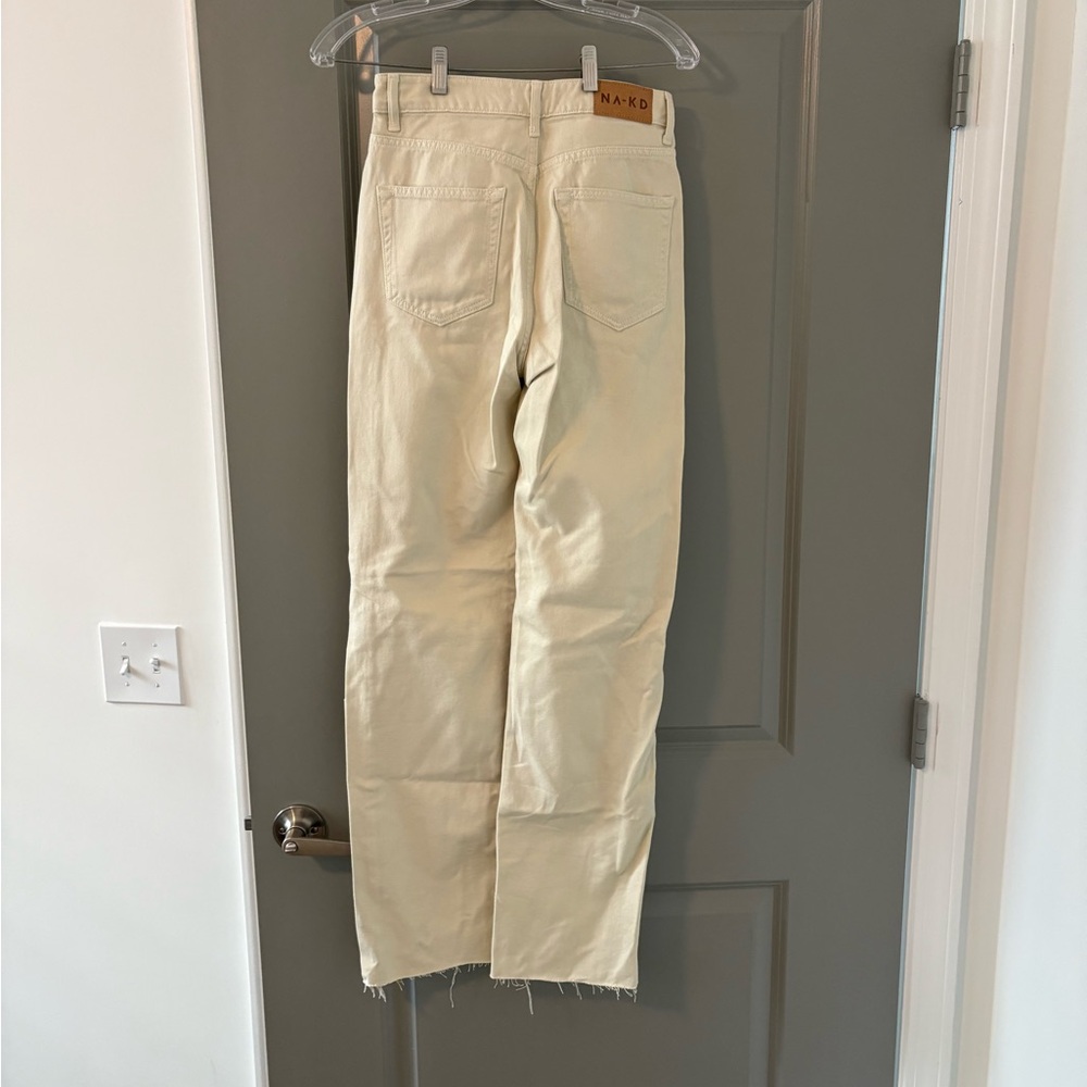 Naked Wardrobe Cream Straight Leg Jeans